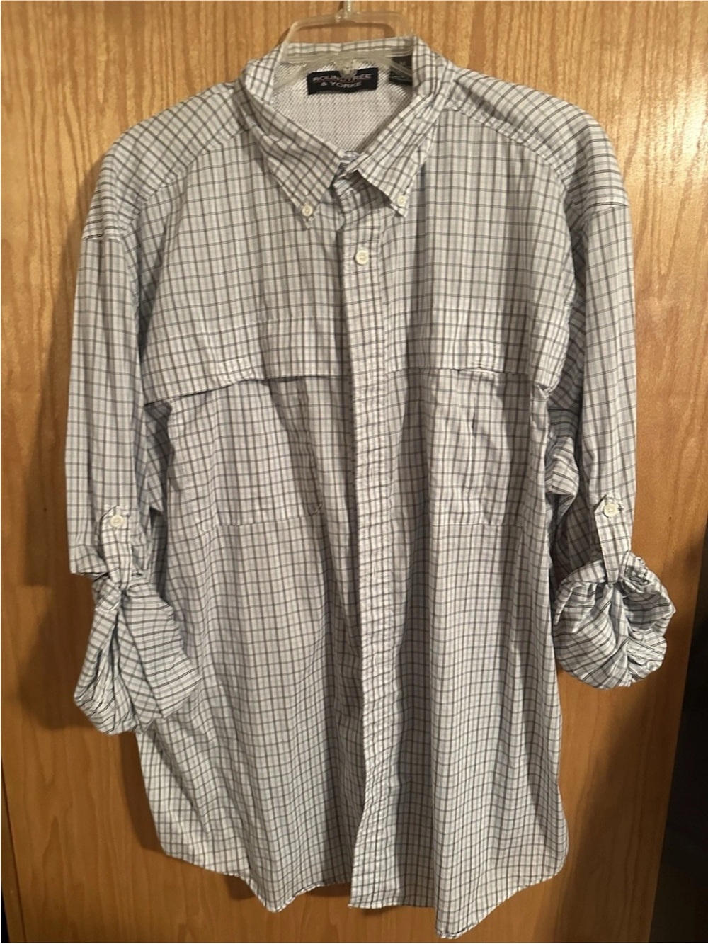Men Roundtree Striped Dress Shirt Collar XL Free Shipping Casual Travel blue